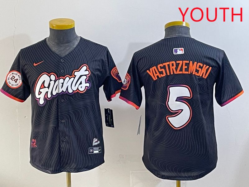 Youth San Francisco Giants 5 Yastrzemski Black Joint Name 2025 Nike MLB Jersey style 32